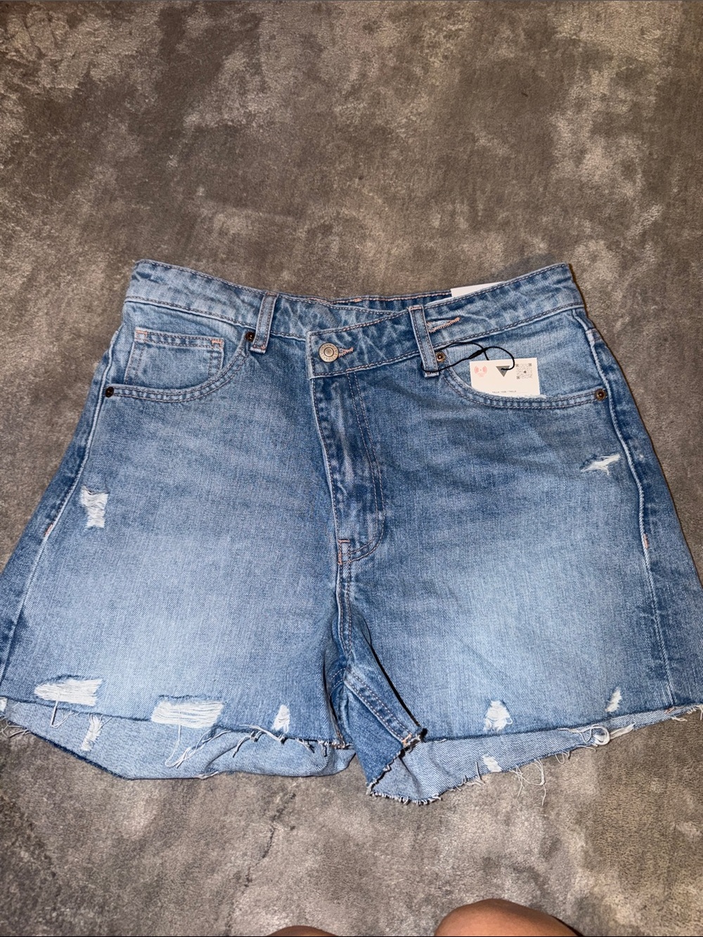 Zara Light Blue Distressed Denim Shorts